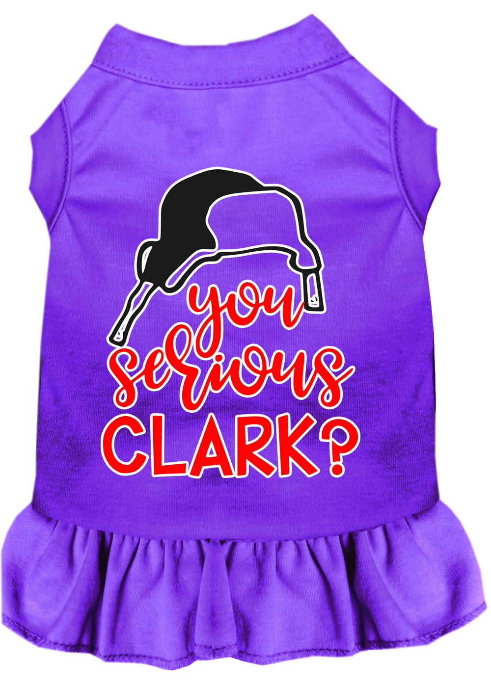 You Serious Clark? Screen Print Dog Dress Purple Lg